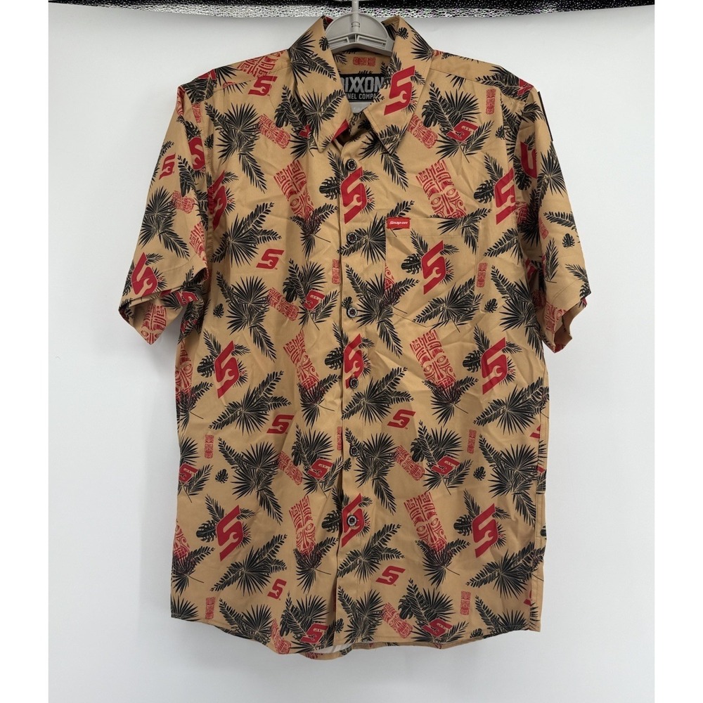 Dixxon Flannel Snap On Tools Shirt Mens Sz M Hawaiian Tiki Short Sleeve Limited